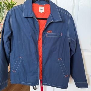 Vans Navy Utility Jacket with Orange Quilted Lining Women’s Small